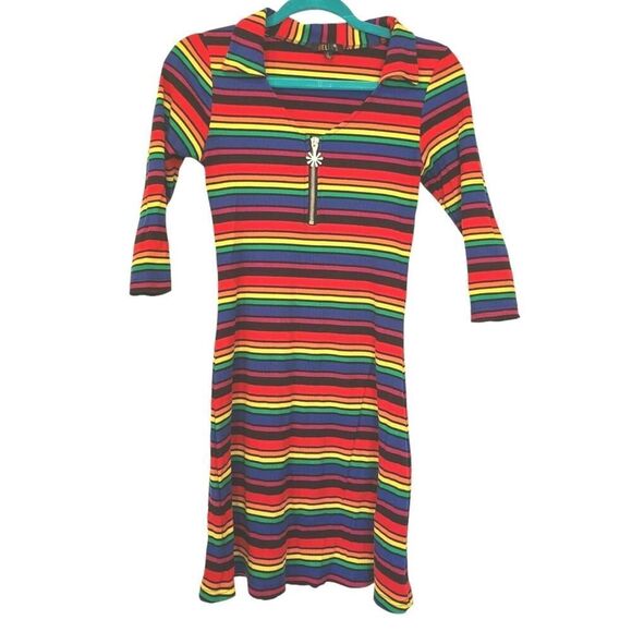DELIAS x Dolls kill La Vida Loca Rainbow Striped Dress, 90s Y2K Whimsical | L - Picture 2 of 13